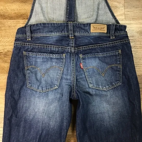 LEVI’S Strauss Overalls Denim Jean Dark Blue Youth Size 12 Regular