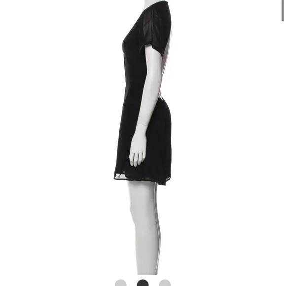 Like New Reformation Black Mini Dress Plunge Neck Button Front Open Back