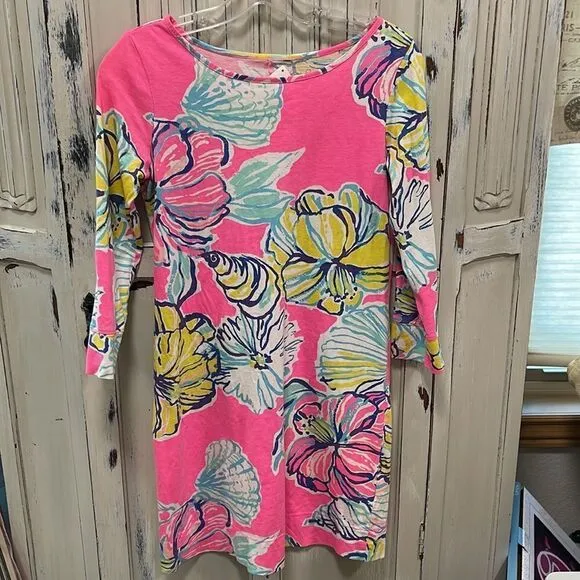 Lilly Pulitzer Pink Marlowe Boatneck T-Shirt Dress Size XS