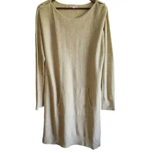 Lilly Pulitzer Sweater Dress Womens Medium Jupiter Pockets Tan Beige Fall Boots