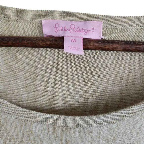 Lilly Pulitzer Sweater Dress Womens Medium Jupiter Pockets Tan Beige Fall Boots