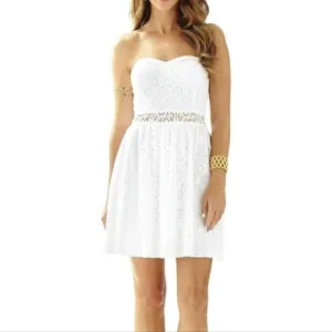 Lilly Pulitzer White Strapless Lace Dress
