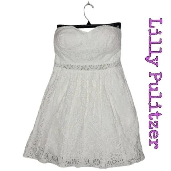 Lilly Pulitzer White Strapless Lace Dress