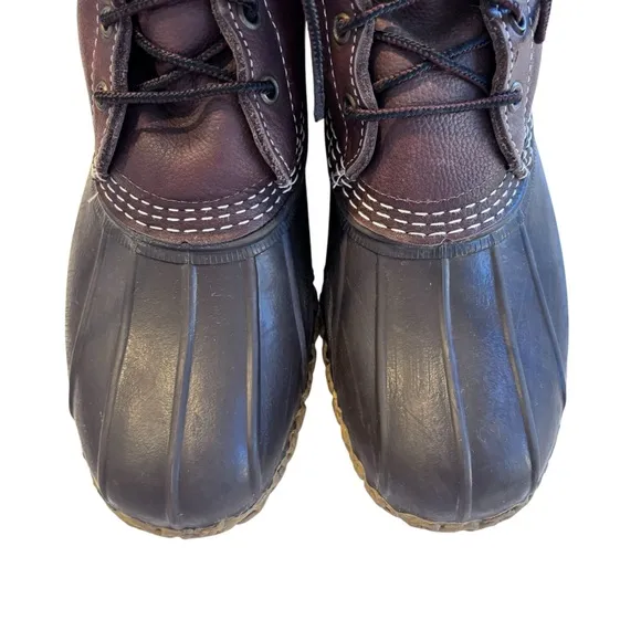 LL Bean 10&quot; Shearling Bean Boots Lined Womens Brown Leather Rubber  Sz 10