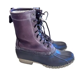 LL Bean 10&quot; Shearling Bean Boots Lined Womens Brown Leather Rubber  Sz 10