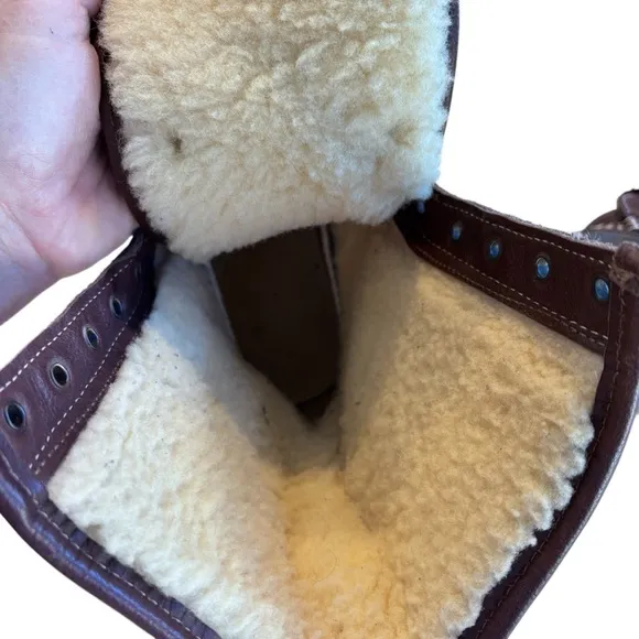 LL Bean 10&quot; Shearling Bean Boots Lined Womens Brown Leather Rubber  Sz 10