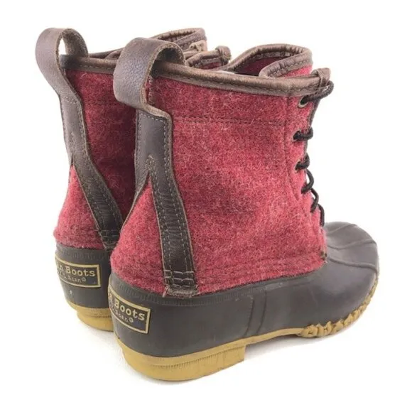 L.L. Bean 'Bean Boots' Red Wool 8&quot; Duck Boots 9M