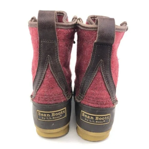 L.L. Bean 'Bean Boots' Red Wool 8&quot; Duck Boots 9M