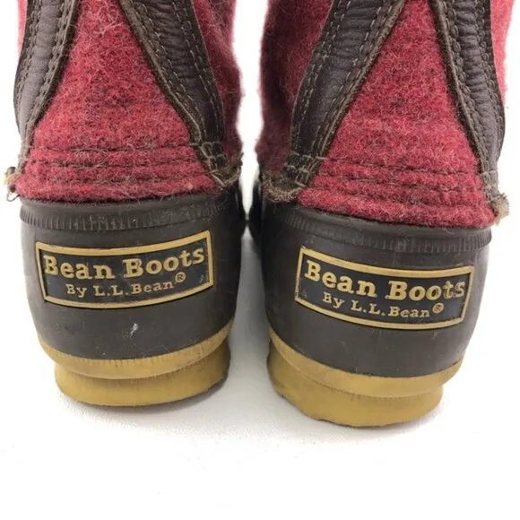 L.L. Bean 'Bean Boots' Red Wool 8&quot; Duck Boots 9M