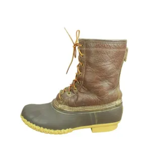 LL Bean Brown Leather Shearling Lined Insulated Mid-Calf Duck Boots Size 10 M