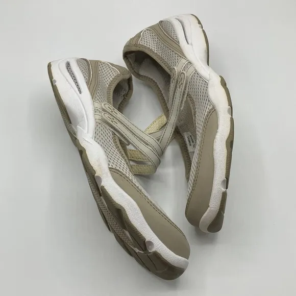 L.L. Bean Light Tan White Mary Jane Style Athletic Shoes Women's Size 7.5