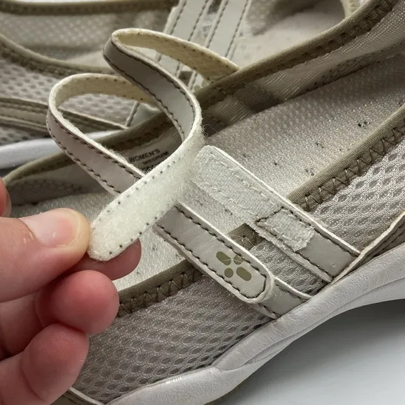 L.L. Bean Light Tan White Mary Jane Style Athletic Shoes Women's Size 7.5