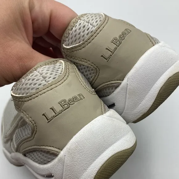 L.L. Bean Light Tan White Mary Jane Style Athletic Shoes Women's Size 7.5