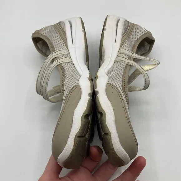 L.L. Bean Light Tan White Mary Jane Style Athletic Shoes Women's Size 7.5