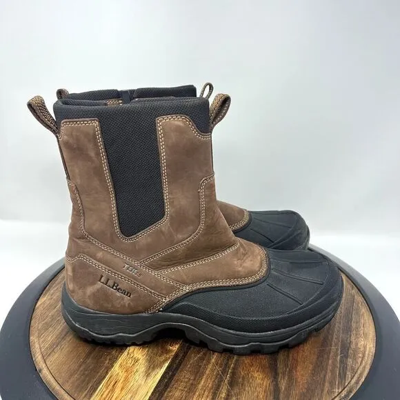 LL Bean Storm Chaser Boots Men's 9 Tek 2.5 Brown Leather Zip Waterproof