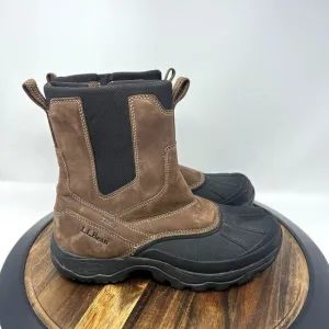 LL Bean Storm Chaser Boots Men's 9 Tek 2.5 Brown Leather Zip Waterproof