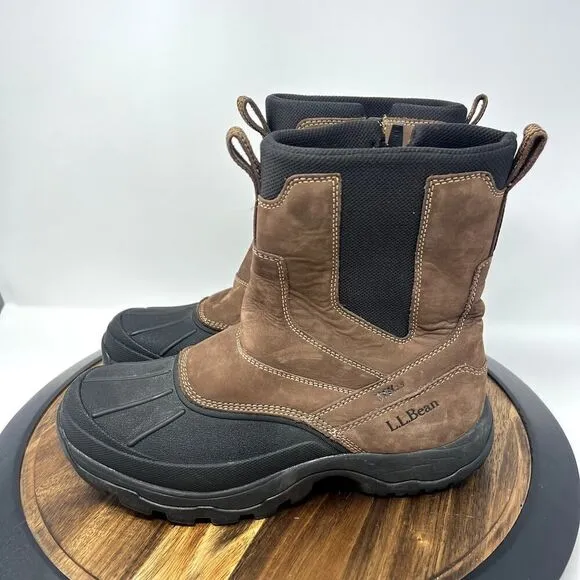 LL Bean Storm Chaser Boots Men's 9 Tek 2.5 Brown Leather Zip Waterproof