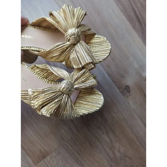 Loeffler Randall Penny Knot Gold Slip On Mule Sandals Womens 6