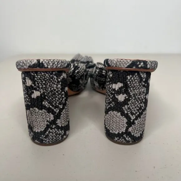 Loeffler Randall Penny Snake Pleated Knot Mule Slip On Bow Heel Sandals Size 8