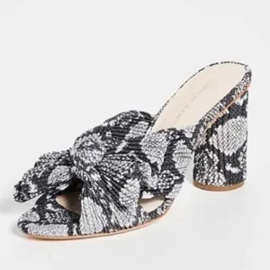 Loeffler Randall Penny Snake Pleated Knot Mule Slip On Bow Heel Sandals Size 8