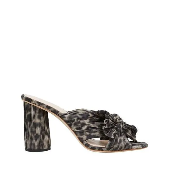 LOEFFLER RANDALL Penny Knotted Leopard Slide Sandals in Brown