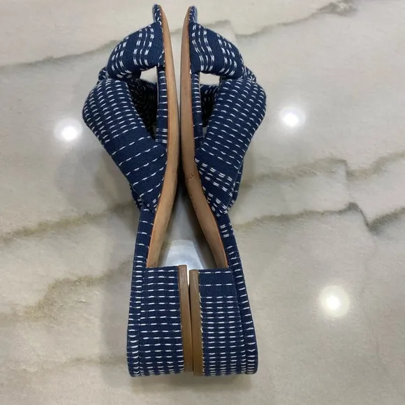 Loeffler Randall Sandals Size 8 Navy White Fabric Slip On