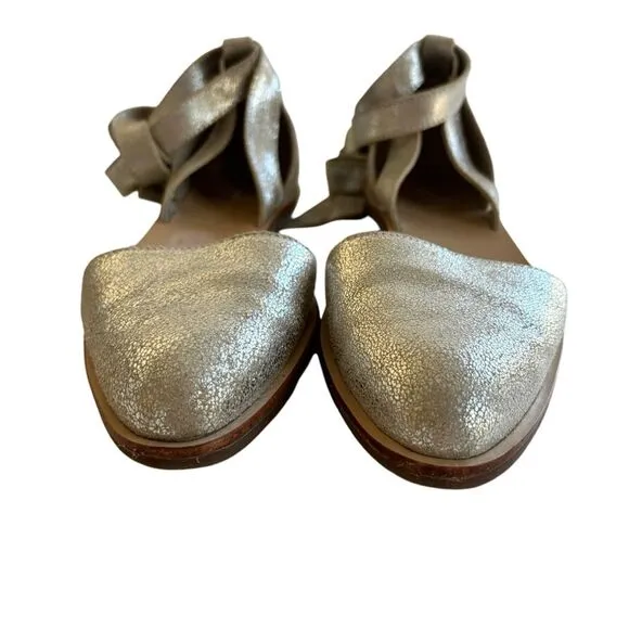 Loeffler Randall Silver Leather Lace Tie Sandals Sz 6.5