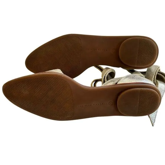 Loeffler Randall Silver Leather Lace Tie Sandals Sz 6.5
