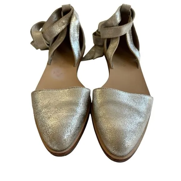 Loeffler Randall Silver Leather Lace Tie Sandals Sz 6.5