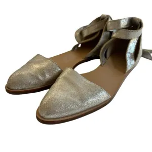 Loeffler Randall Silver Leather Lace Tie Sandals Sz 6.5