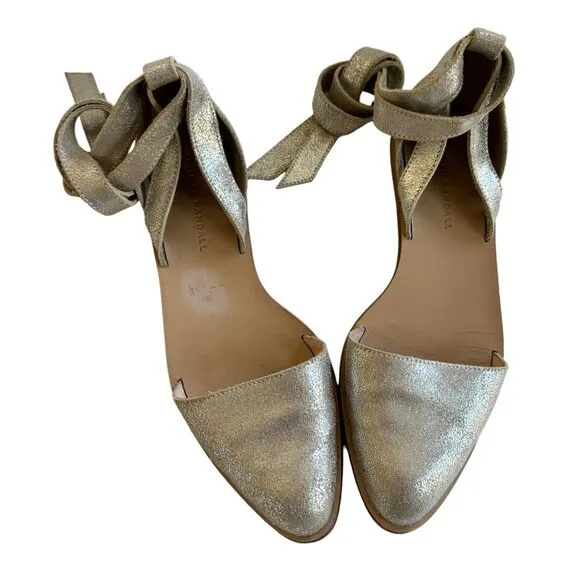 Loeffler Randall Silver Leather Lace Tie Sandals Sz 6.5