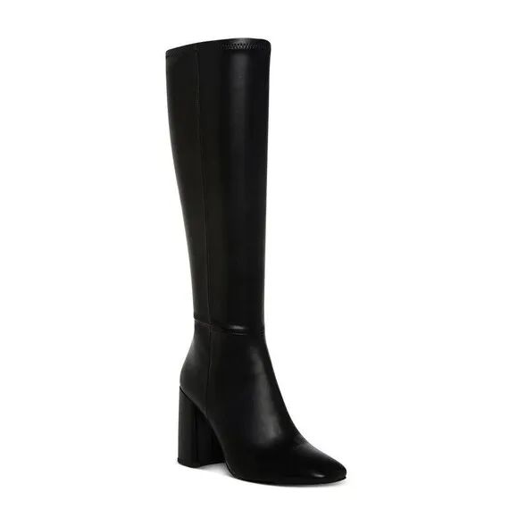 Madden NYC Knee High Boots Square Toe Zipper Chunky Block Heel Tall Dress Boots