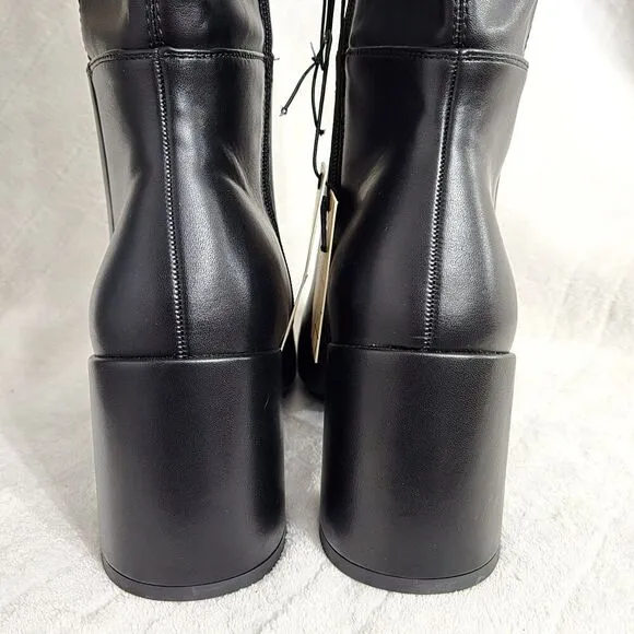 Madden NYC Knee High Boots Square Toe Zipper Chunky Block Heel Tall Dress Boots