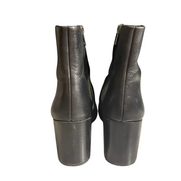 Madewell Black Fiona Leather Block Heel Boots 7