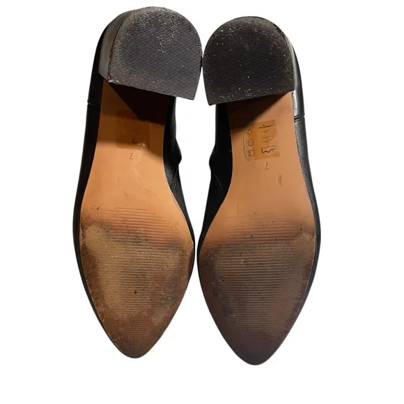 Madewell Black Fiona Leather Block Heel Boots 7