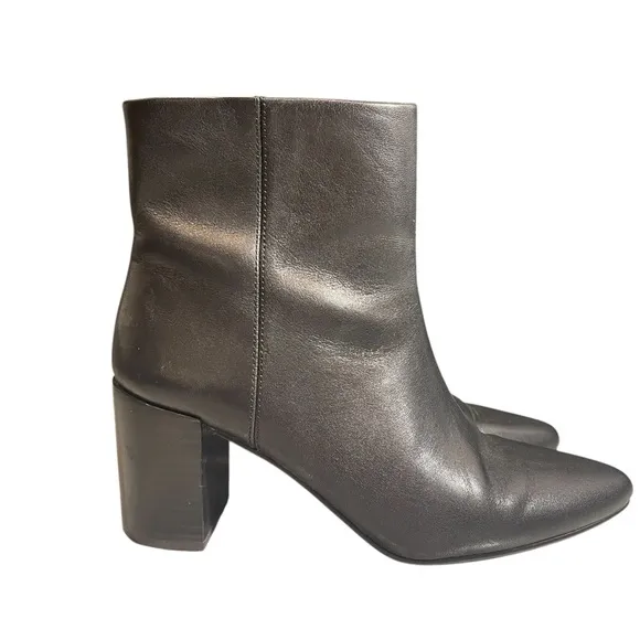 Madewell Black Fiona Leather Block Heel Boots 7