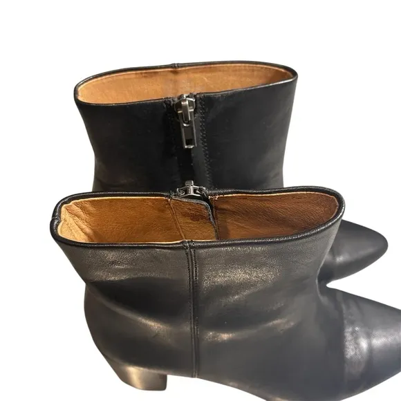 Madewell Black Fiona Leather Block Heel Boots 7