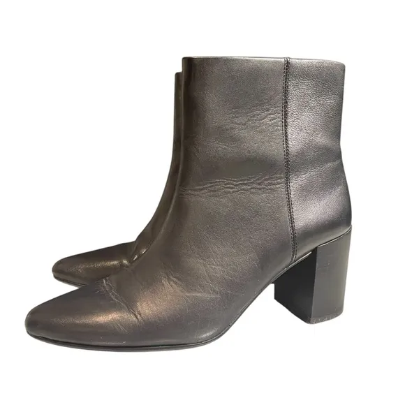 Madewell Black Fiona Leather Block Heel Boots 7
