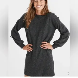 Madewell Boatneck Button-Shoulder Sweater-DressstyleJ9302 merino wool small