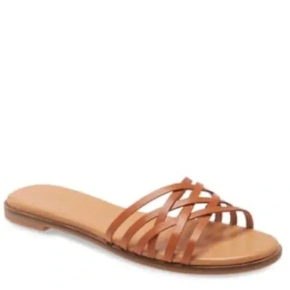 Madewell Brand New No Box Tracie Crisscross Slide Sandals Brown Size 7 1/2