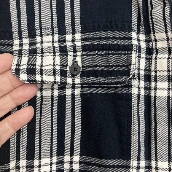 MADEWELL Daywalk Black White Plaid Flannel Popover Shirt Dress