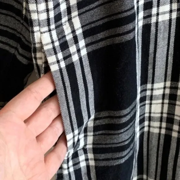 MADEWELL Daywalk Black White Plaid Flannel Popover Shirt Dress