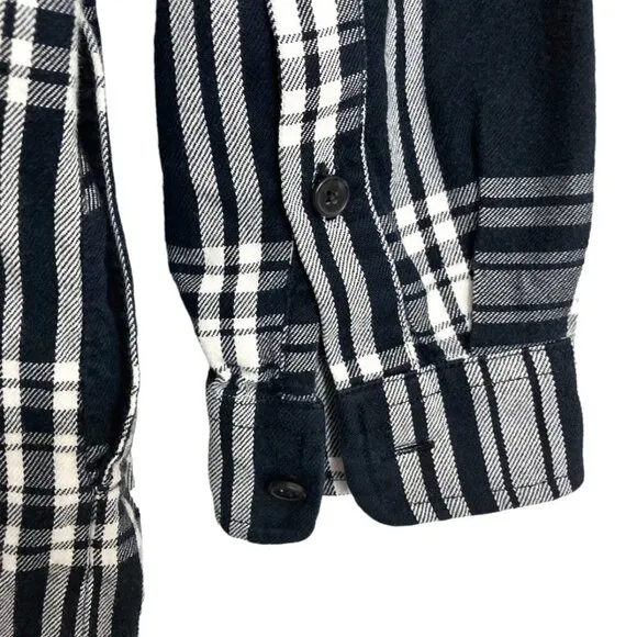 MADEWELL Daywalk Black White Plaid Flannel Popover Shirt Dress