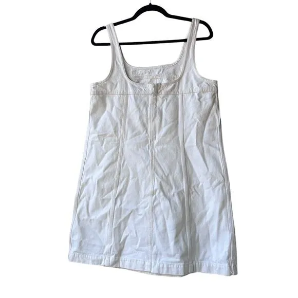 madewell denim a-line sleeveless mini dress tile white nq642 women size 8