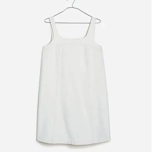 madewell denim a-line sleeveless mini dress tile white nq642 women size 8