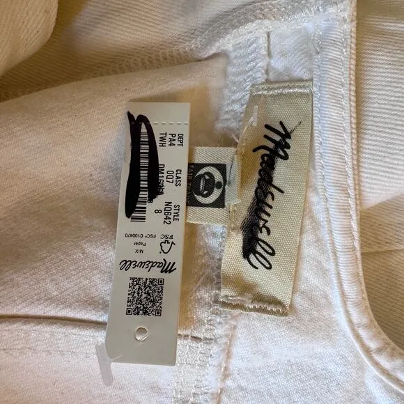 madewell denim a-line sleeveless mini dress tile white nq642 women size 8