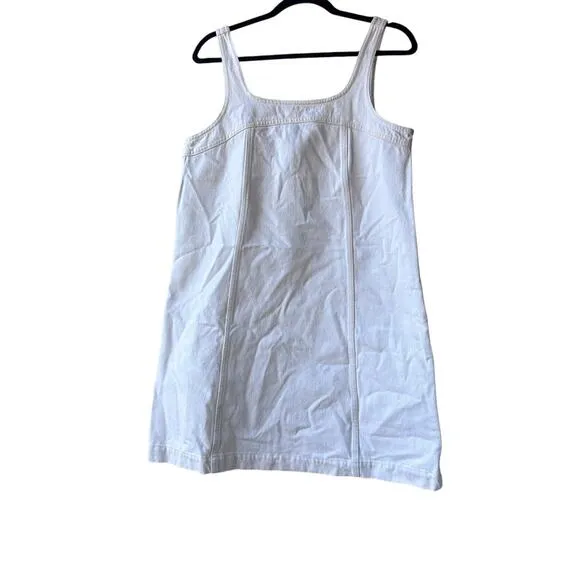 madewell denim a-line sleeveless mini dress tile white nq642 women size 8