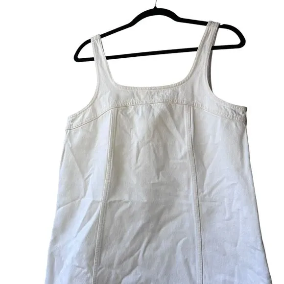 madewell denim a-line sleeveless mini dress tile white nq642 women size 8