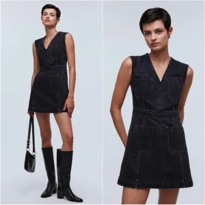madewell denim cap-sleeve mini dress in tarrybrook wash np072 women's size 00