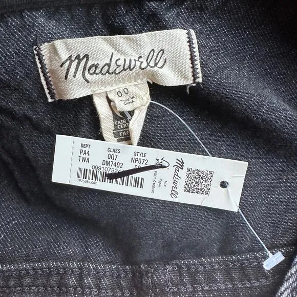 madewell denim cap-sleeve mini dress in tarrybrook wash np072 women's size 00